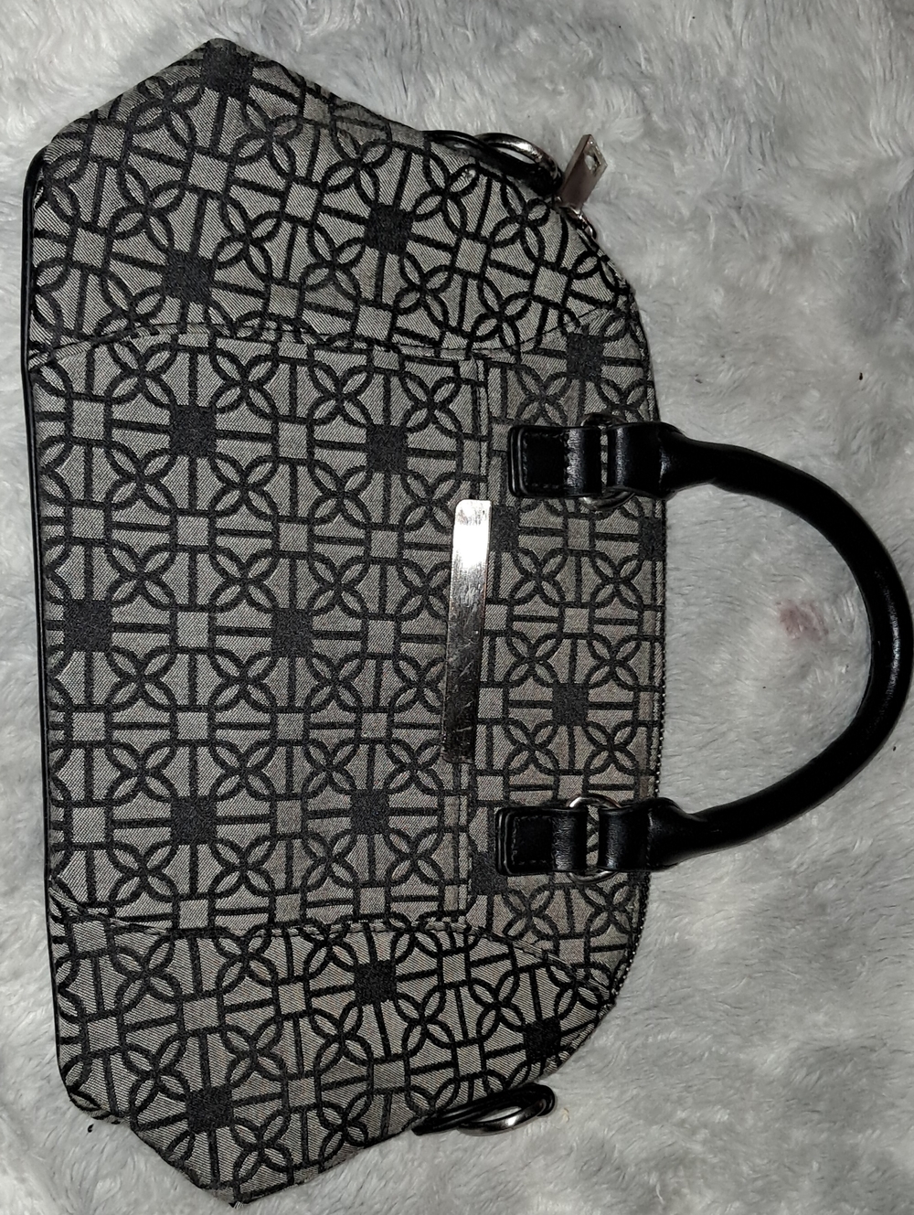 Black Patterned Women's Top-Handle Bag